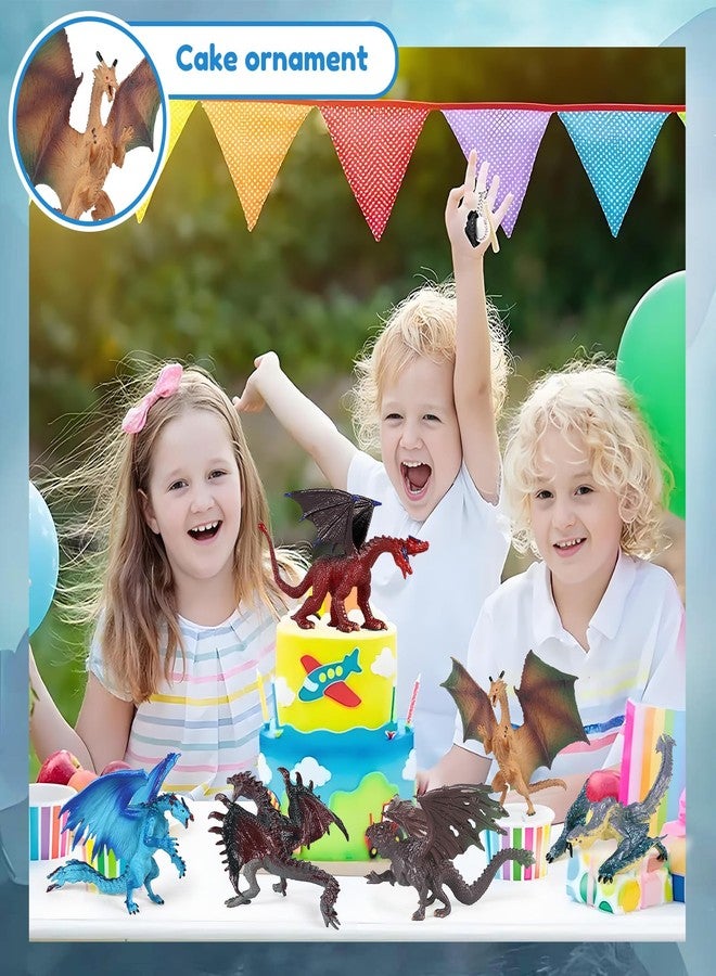 EOIVSH 6pcs Dragon Toys for Kids, 5 inch Ancient Flying Dragon Figurines, Mythical Toy Figures & Playset Gift for 3 4 5 6 7 Boys Girls, Cake Topper & Party Favors - Image 5